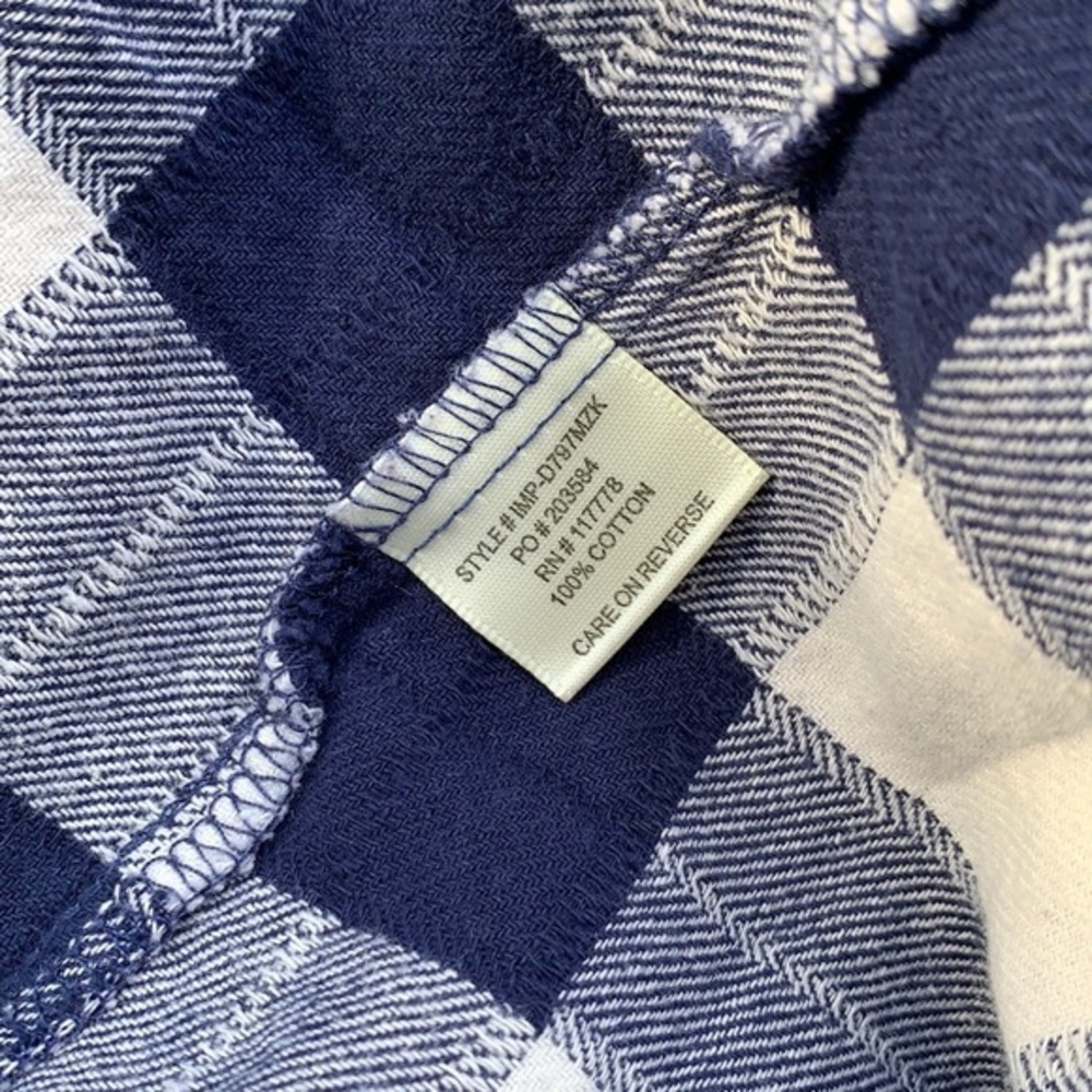 LOVE STITCH Flannel Pearl Button Down Blue Shirt - Picture 4 of 5